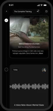 A member working through a course lesson on their phone